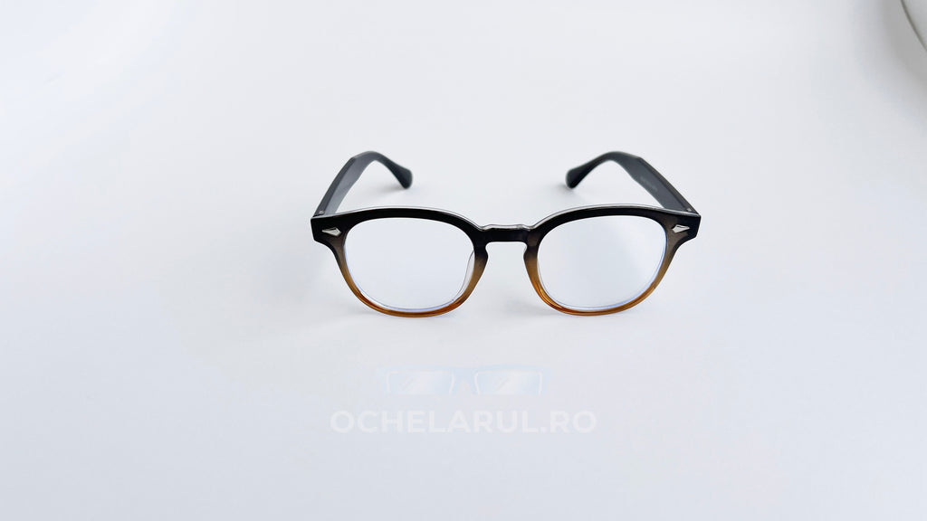 Rame ochelari Large Moscot Style cu design elegant negru și maro cu lentile transparente, potrivite pentru ochelari de vedere.