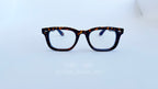 Rame ochelari Moscot Klutz Style cu model animal print și lentile transparente, design clasic și elegant.