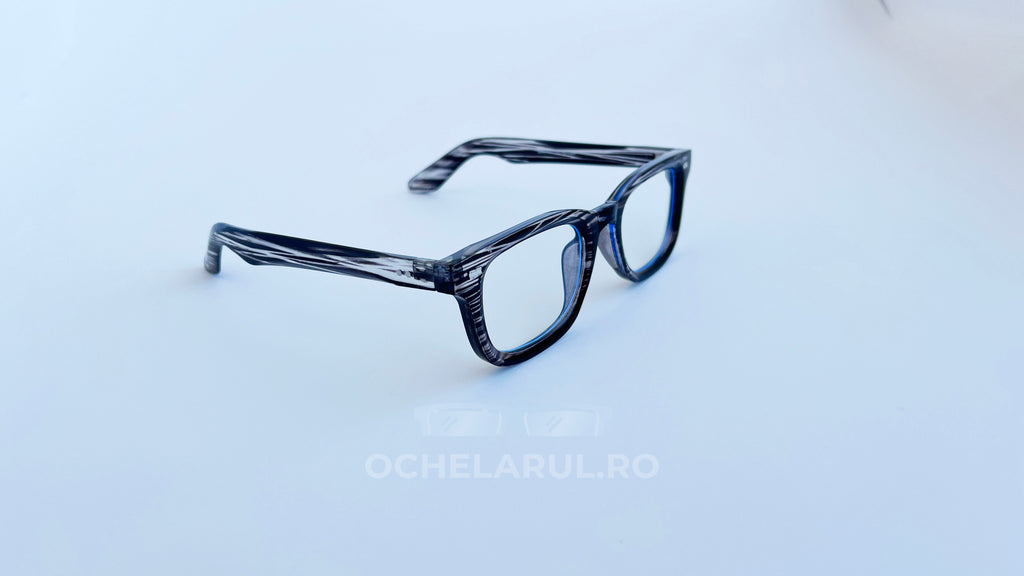Rame ochelari Moscot Klutz Style gri cu dungi, lentile transparente, design modern și unisex de la ochelarul.ro.