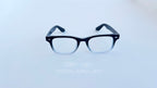 Rame ochelari Moscot Klutz Style cu design negru degrade și lentile transparente, elegant și modern.
