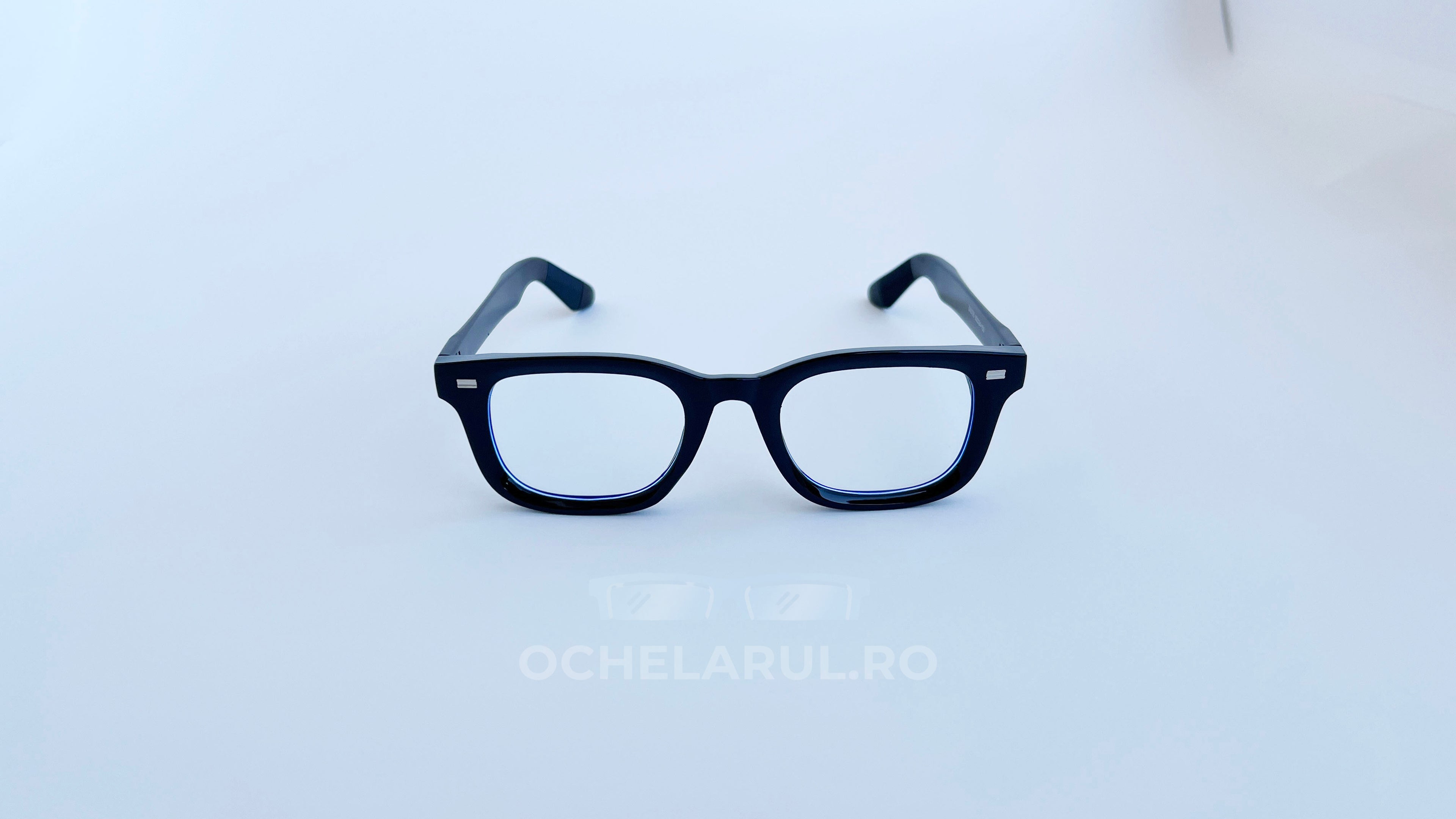 Rame ochelari Moscot Klutz Style negre cu lentile transparente, design clasic și elegant pentru bărbați.