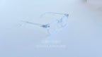Rame ochelari Moscot Klutz Style transparente, cu design clasic și lentile clare, pe fundal alb minimalista.