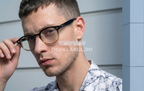 Rame ochelari Moscot Lemtosh Style - Rama maro degrade -Lentile transparente - Model purtand ochelarii
