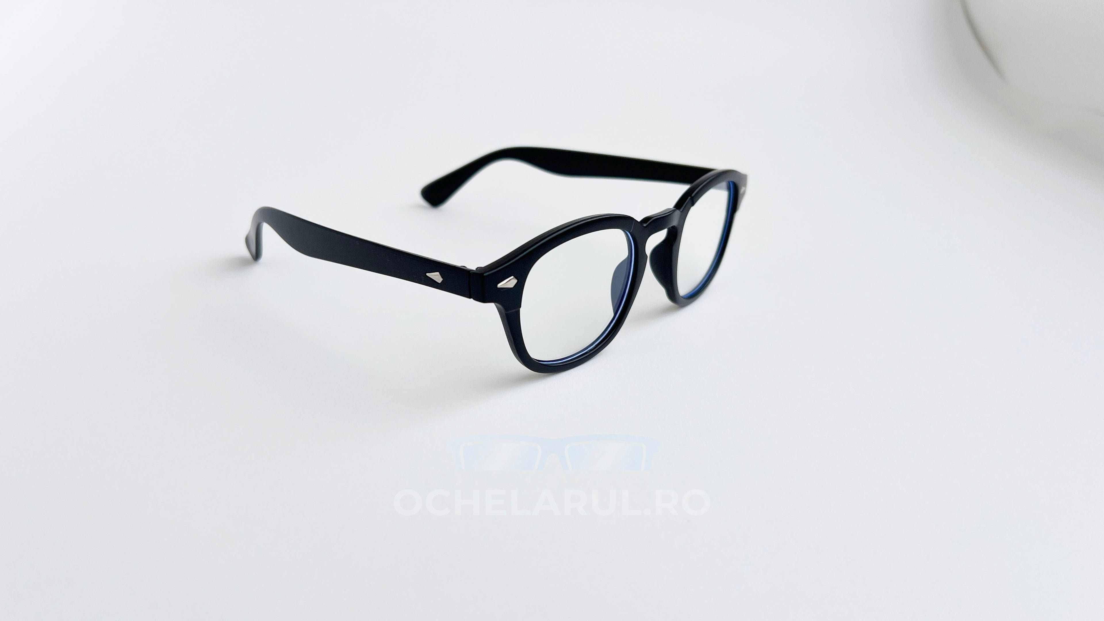 Rame ochelari Moscot Lemtosh Style negre, cu lentile transparente, elegant design clasic pentru bărbați.
