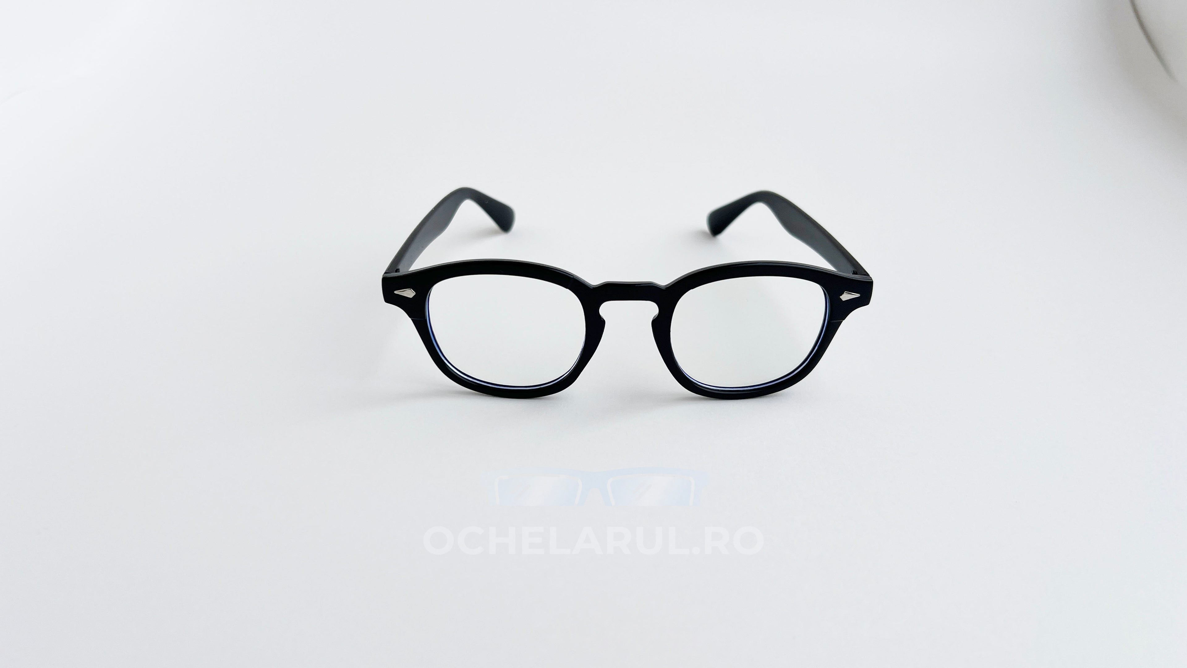 Rame ochelari Moscot Lemtosh Style negre, unisex, cu lentile transparente, design clasic și elegant.