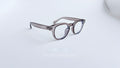 Rame ochelari Moscot Style transparente gri, model elegant de rame ochelari cu lentile transparente pe fundal alb simplu