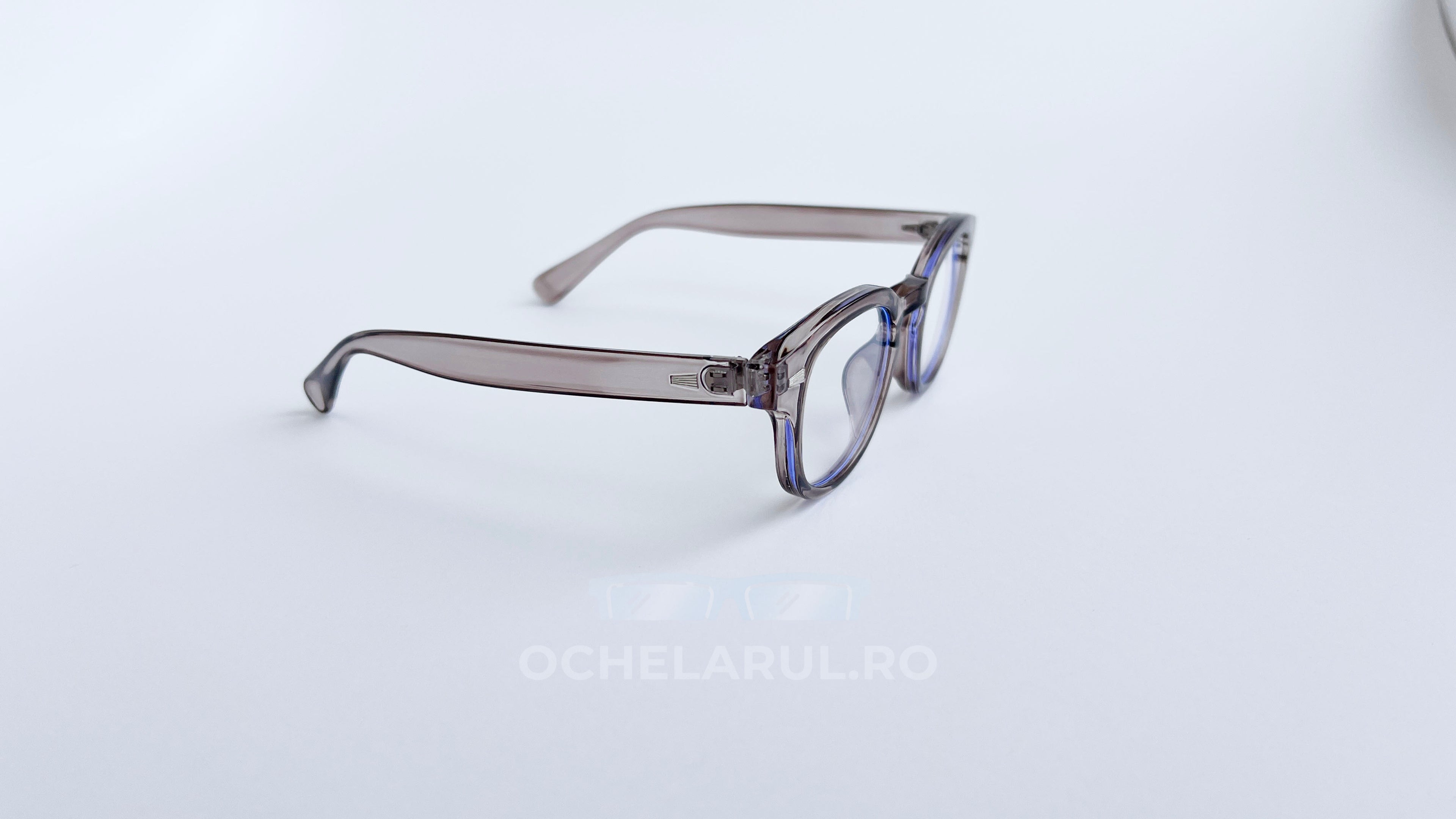Rame ochelari Moscot Style gri transparent cu lentile clare, design modern și elegant pentru ochelari de vedere.