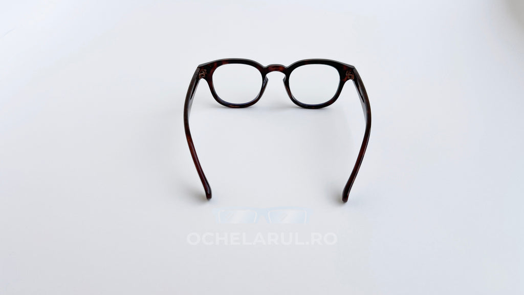 Rame ochelari Moscot Style cu design tortoise și lentile transparente ideale pentru ochelari de vedere.