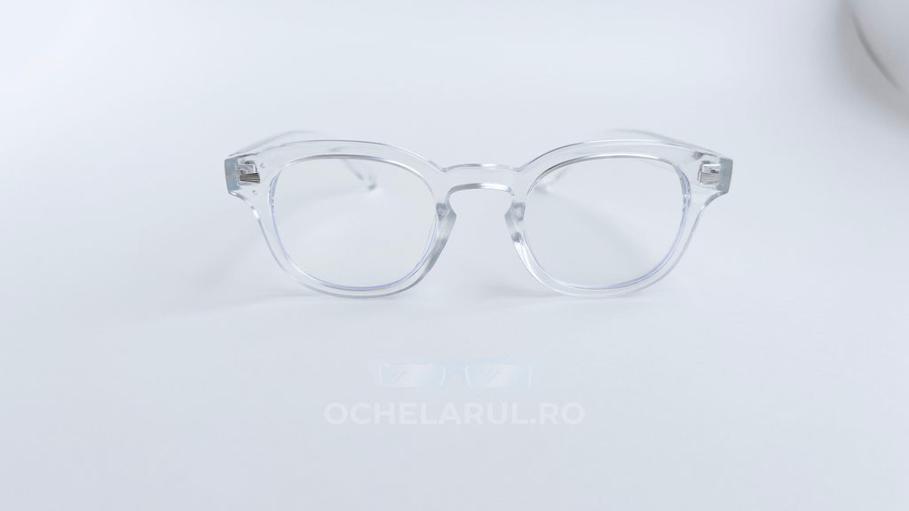 Rame ochelari Moscot Style transparente cu lentile clare, design modern și minimalist pentru ochelari de vedere.