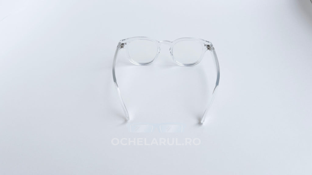 Rame ochelari Moscot Style din material transparent, lentile transparente, design simplu și elegant oferit de ochelarul.ro.