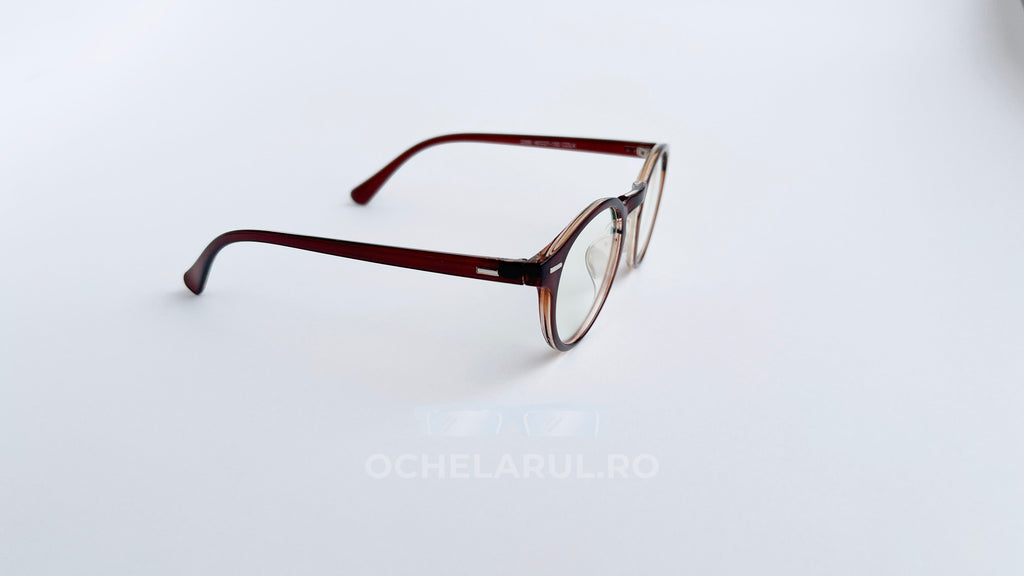 Rame ochelari Oliver Peoples Style maro degrade cu lentile transparente, design elegant și modern.