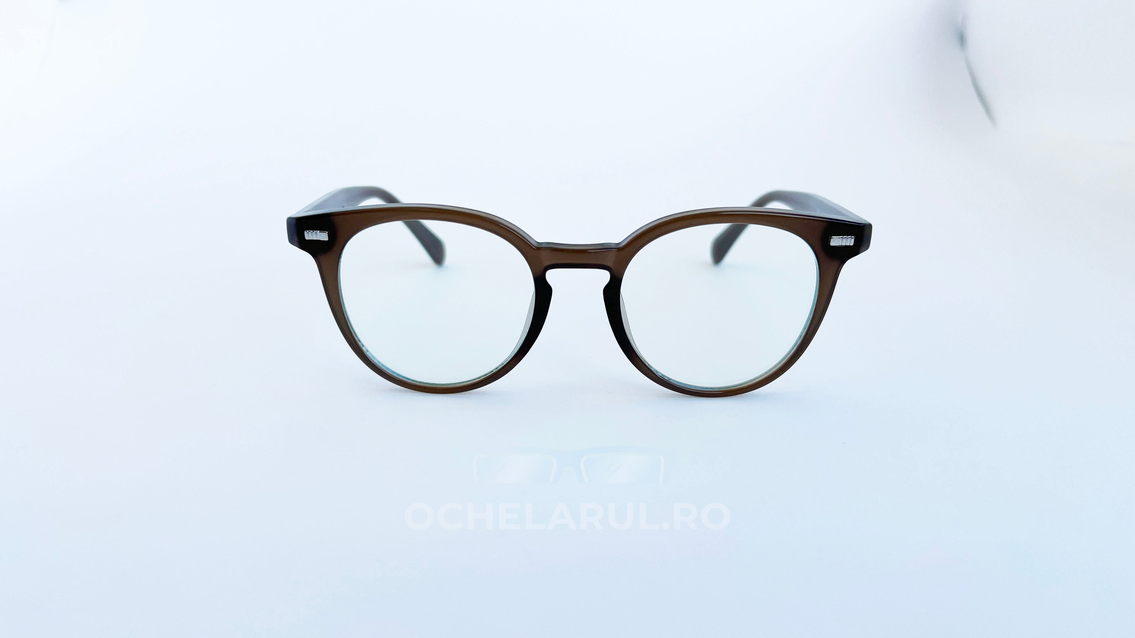 Rame ochelari Ovale Large Size, cu design în nuanțe bej și maro, lentile transparente, perfecte pentru un stil elegant și modern de ochelari de vedere.