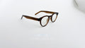 Rame ochelari Ovale Retro maro, cu lentile transparente și design clasic, pe fundal alb simplu.