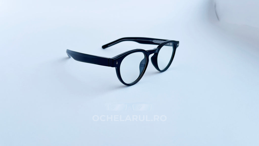Rame ochelari Ovale Retro negre cu lentile transparente, design clasic și elegant pentru ochelari de vedere.