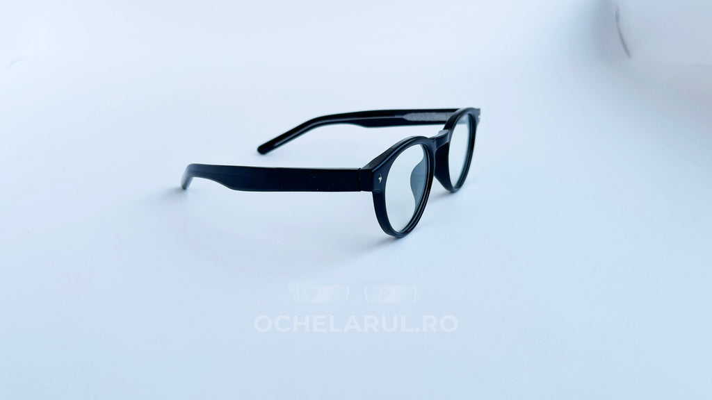 Rame ochelari Ovale Retro negre cu lentile transparente, design clasic și elegant pentru ochelari de vedere.