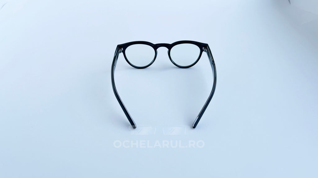 Rame ochelari Ovale Retro negre simple, cu lentile transparente, design clasic și elegant.