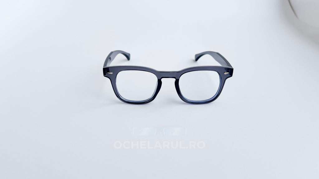 Rame ochelari Pătrate Moscot Style gri transparent cu lentile clare, design modern și elegant pentru ochelari de vedere.
