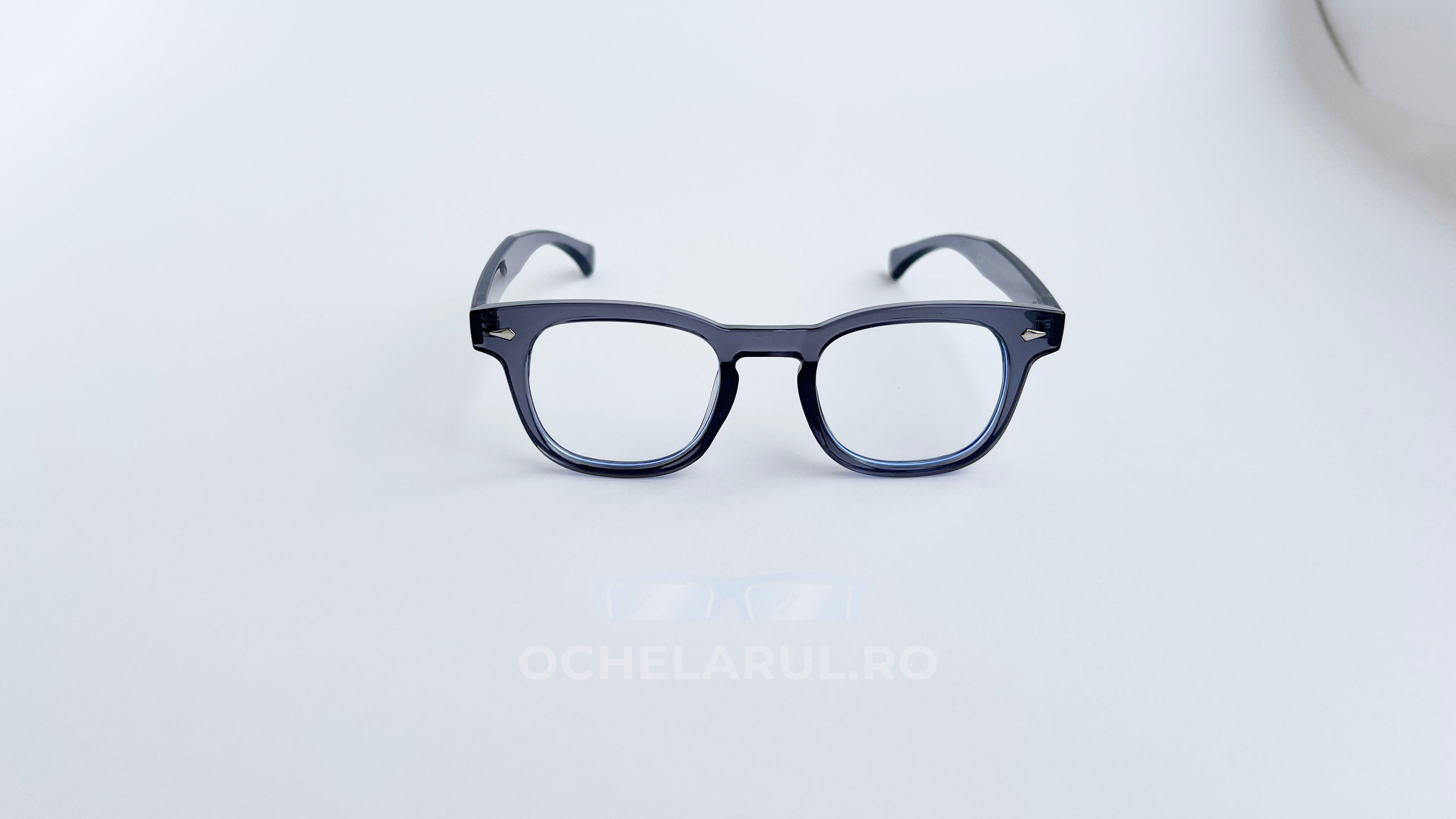 Rame ochelari Pătrate Moscot Style gri transparent cu lentile clare, design modern și elegant pentru ochelari de vedere.