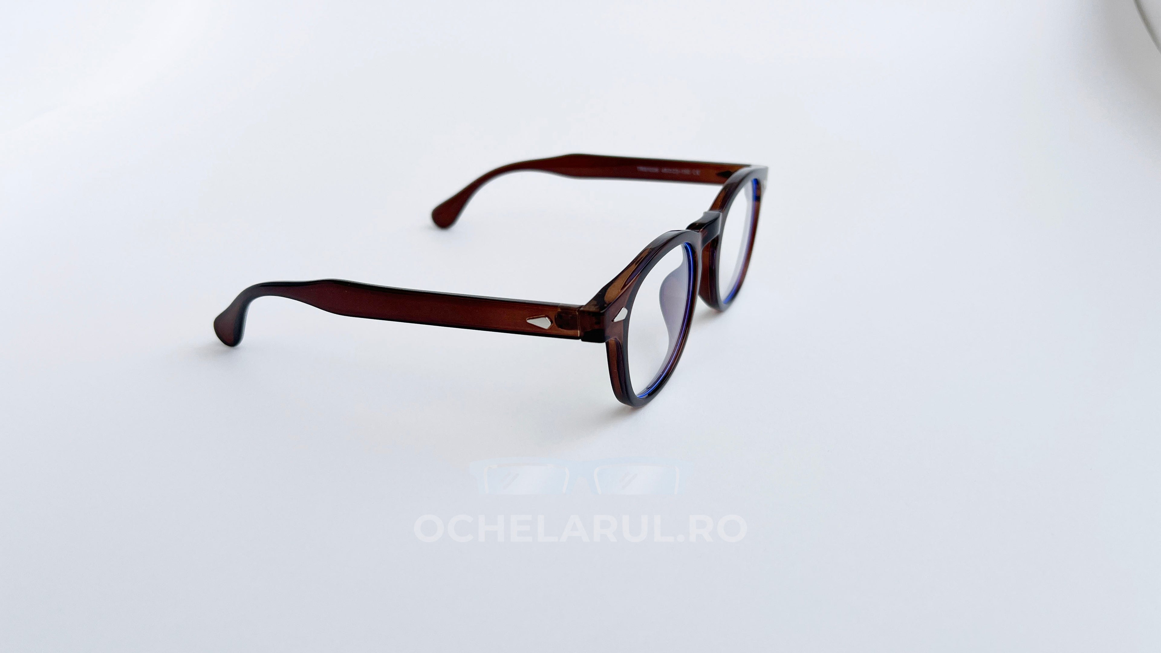Rame ochelari Pătrate Moscot Style maro transparent, design clasic pentru ochelari cu lentile clare.