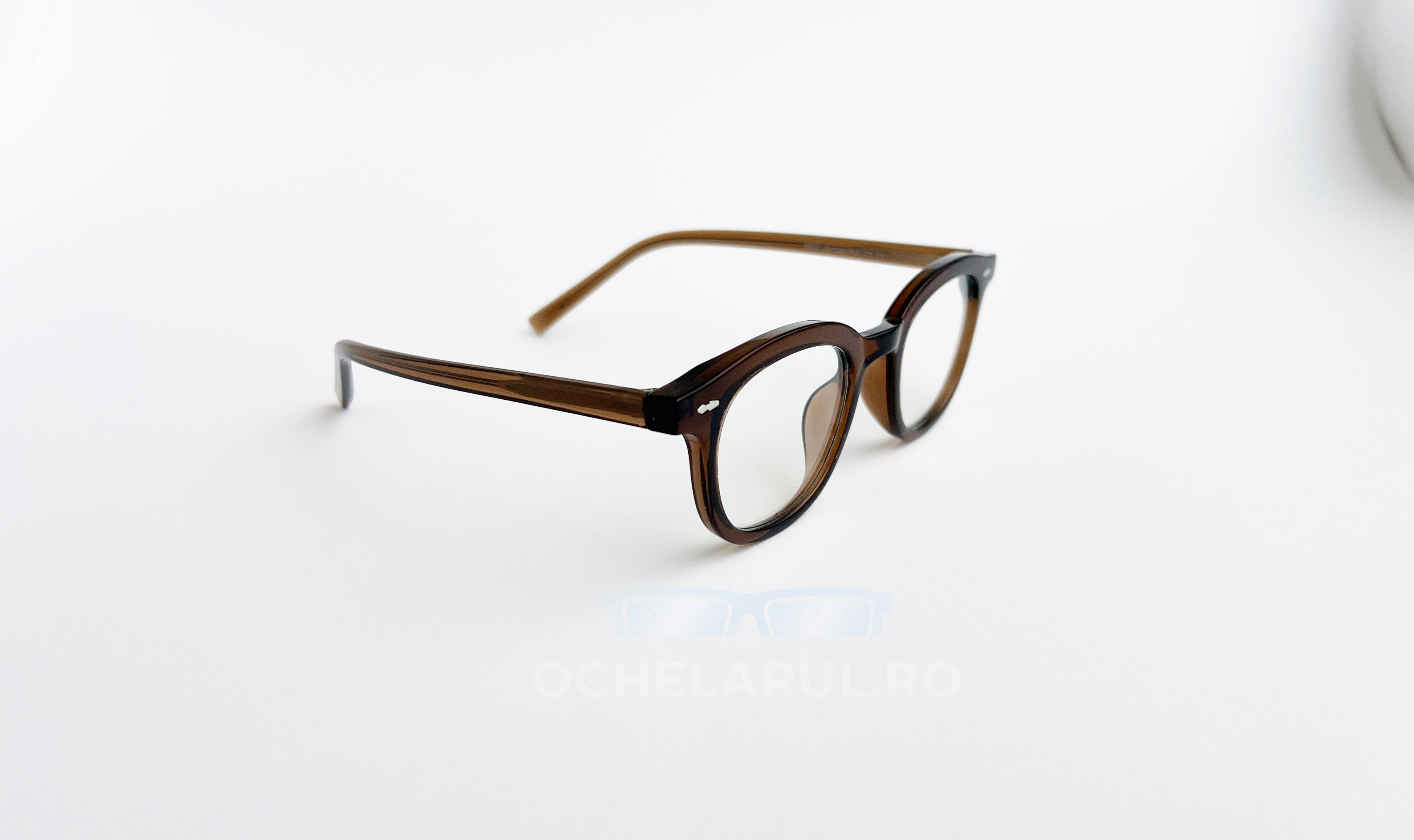 Rame ochelari Ovale Vintage maro, cu lentile transparente, design retro și elegant pentru orice stil.