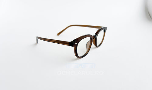 Rame ochelari Ovale Vintage maro, cu lentile transparente, design retro și elegant pentru orice stil.