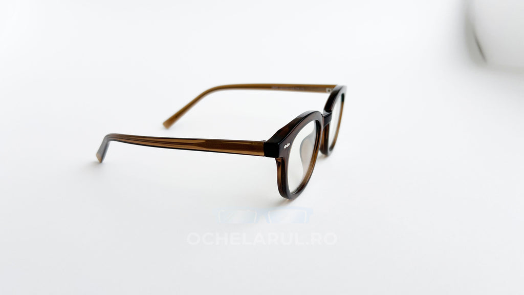 Rame ochelari Ovale Vintage maro, cu lentile transparente, model clasic pentru ochelari de vedere.