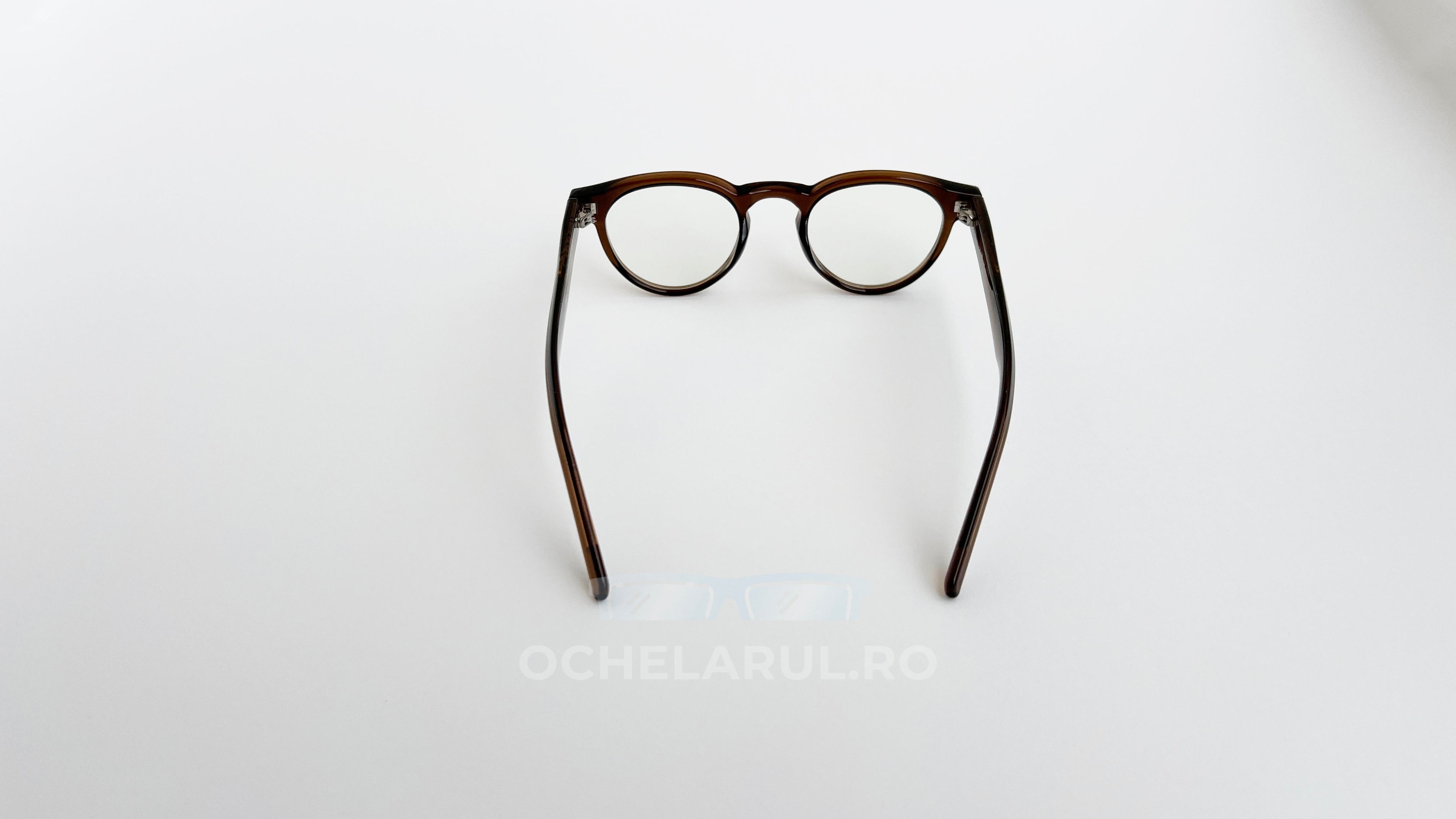 Rame ochelari Ovale Vintage maro, cu lentile transparente, design elegant și clasic pentru ochelari de vedere.
