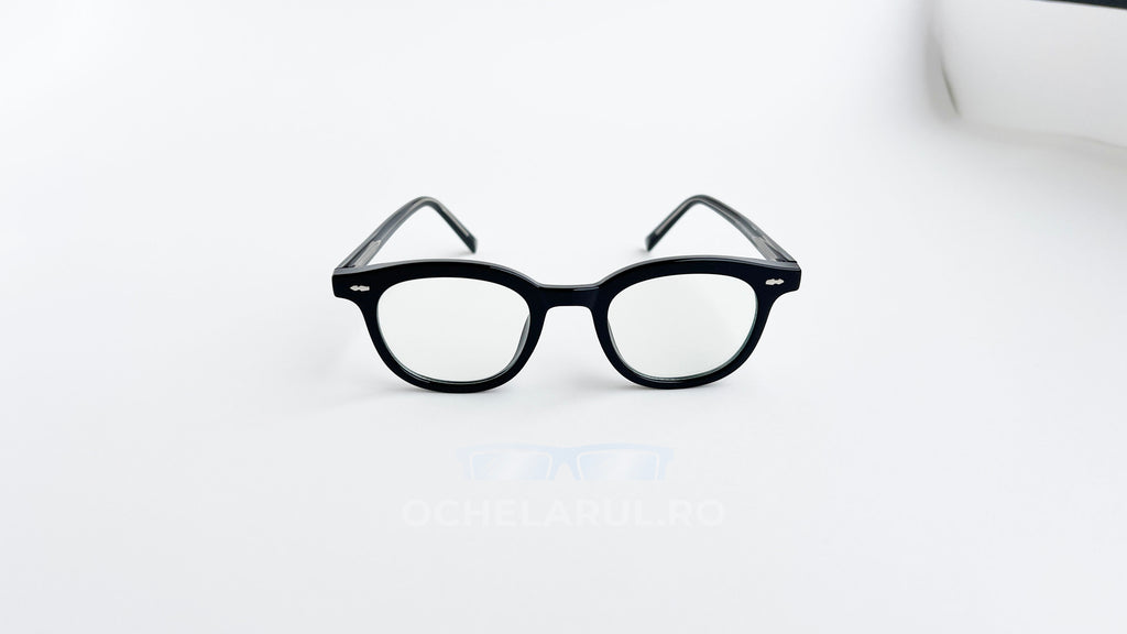 Rame ochelari Ovale Vintage negre, design clasic pentru ochelari cu lentile transparente, stil unisex.