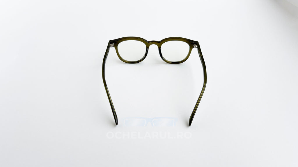 Rame ochelari Ovale Vintage cu lentile transparente și design vintage în nuanțe subtile verzi.