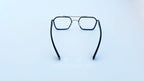 Rame ochelari cu punte dubla, rama argintie neagra si lentile transparente, vedere spate 