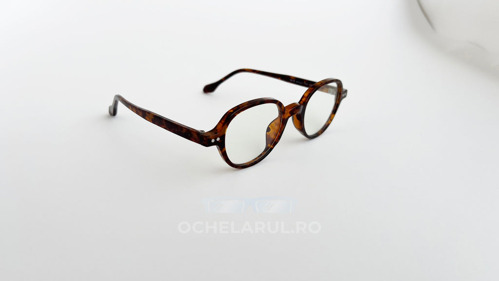 Rame ochelari Retro Style cu lentile transparente și finisaj havana, design vintage elegant pentru ochelari de vedere.