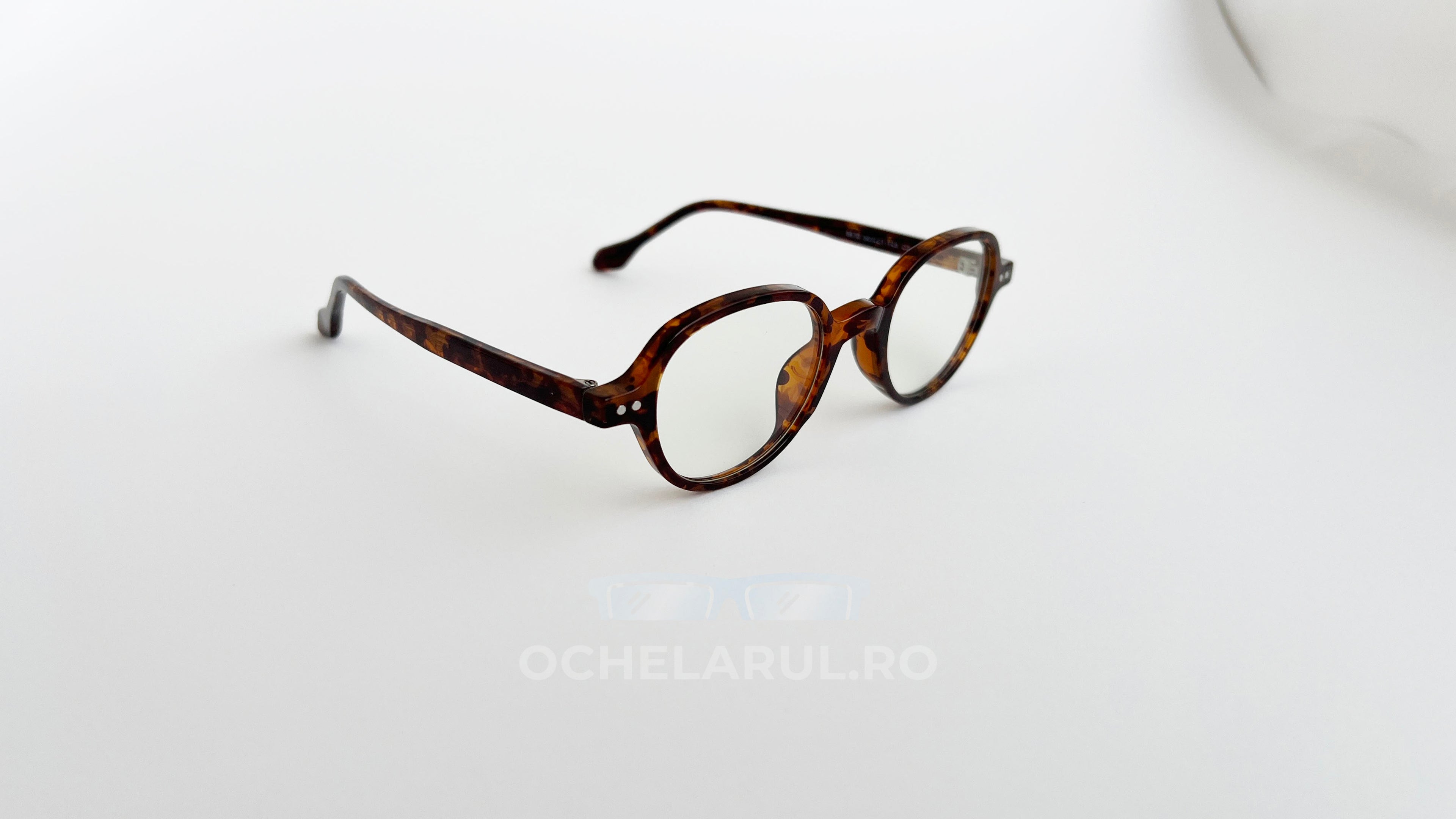 Rame ochelari Retro Style cu lentile transparente și finisaj havana, design vintage elegant pentru ochelari de vedere.