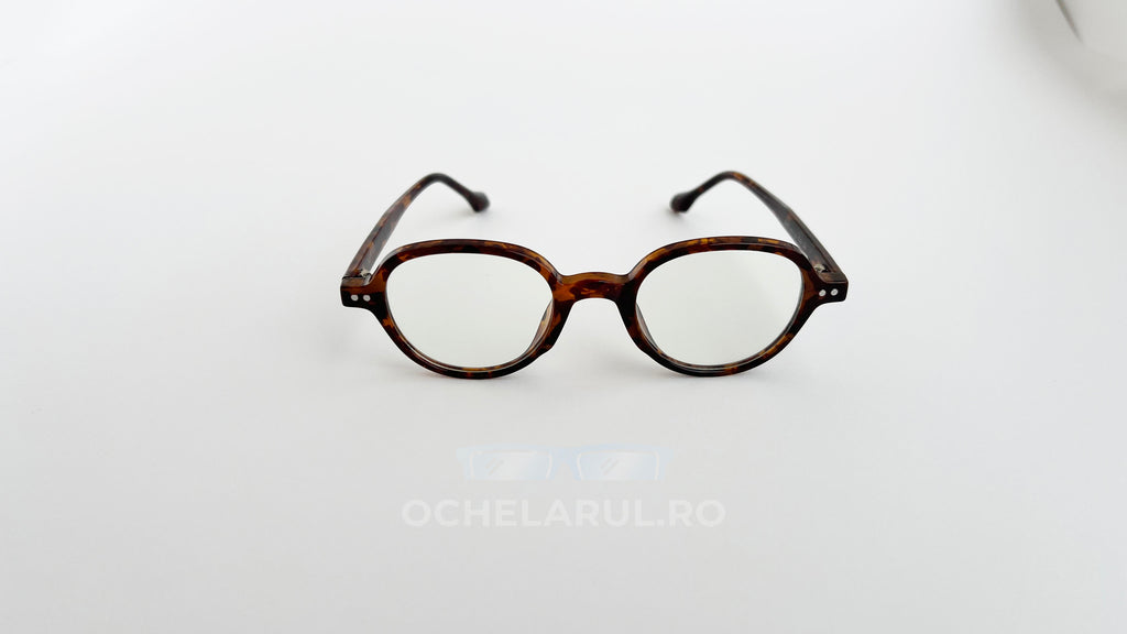 Rame ochelari Retro Style cu lentile transparente și cadru havana, design clasic pentru ochelari de vedere.