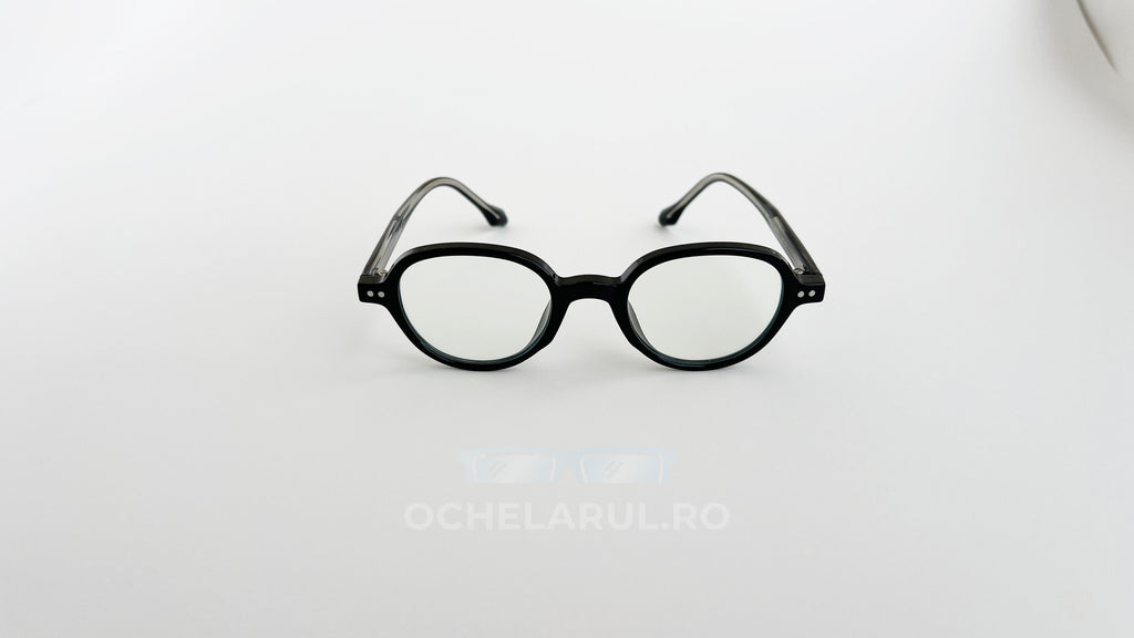 Rame ochelari Retro Style negre cu lentile transparente, design clasic și elegant pentru ochelari de vedere.