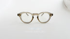 Rame Ochelari Rotunde Groase bej transparent cu lentile clare, design retro elegant pentru ochelari de soare și vedere.