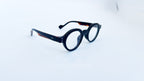 Rame ochelari rotunde retro style, rama neagra tortoise si lentile transparente, prezentare