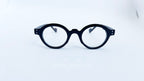 Rame ochelari rotunde retro style, rama neagra tortoise si lentile transparente, vedere fata aproape