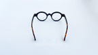 Rame ochelari rotunde retro style, rama neagra tortoise si lentile transparente, vedere spate